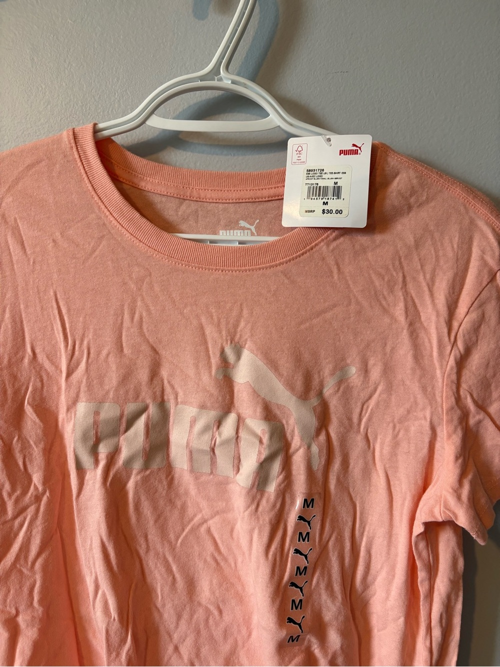 Puma Peach Pink Logo Short Sleeve Tee